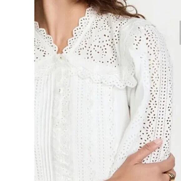 Ulla Johnson Aster Long Sleeve Tiered Ruffle Mini Dress White Size 12 NEW $575 - Picture 5 of 10